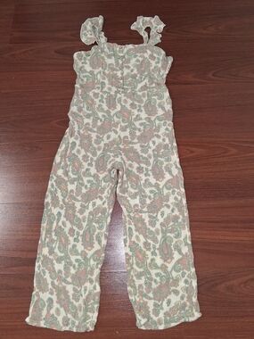 art class Cream Paisley Jumpsuit with Green and Pink Print